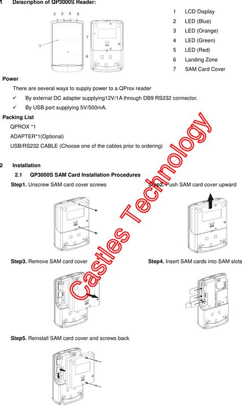 CASTLES TECHNOLOGY QP3000S QPROX User Manual 